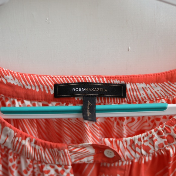 BCBGMaxAzria Summer Sleeveless Halter Shift Dress Orange Zebra Tribal Size M - Picture 3 of 9